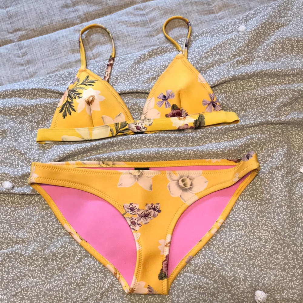 Yellow floral Triangl bikini swimsuit